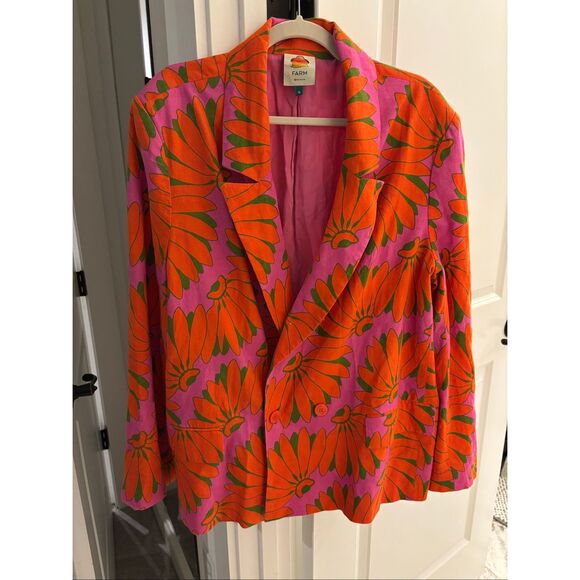 NWOT FARM RIO Copacabana Notched-Lapel Linen-Blend Blazer, XL $268 G45 - Picture 5 of 12